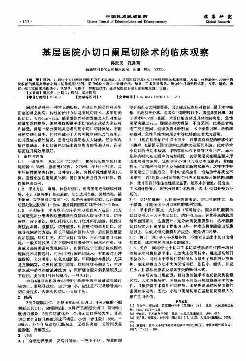 基层医院小切口阑尾切除术的临床观察