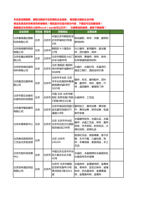 新版北京市珠帘工商企业公司商家名录名单联系方式大全18家