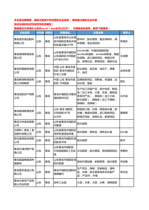 2020新版山东省青岛脱水蔬菜工商企业公司名录名单黄页大全118家