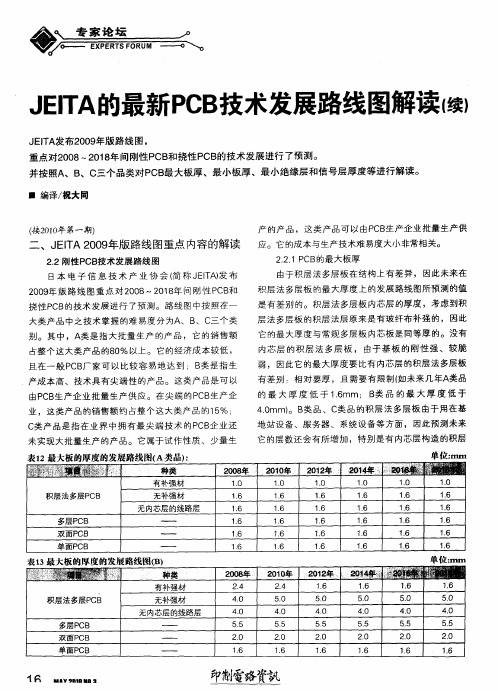 JEITA的最新PCB技术发展路线图解读(续)