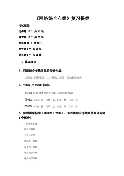 网络综合布线复习提纲(1)
