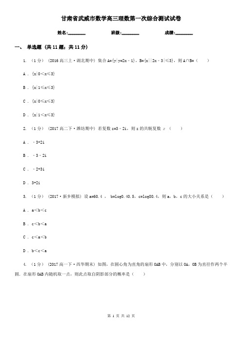 甘肃省武威市数学高三理数第一次综合测试试卷