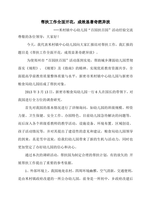 米村镇中心幼儿园百园扶百园经验交流