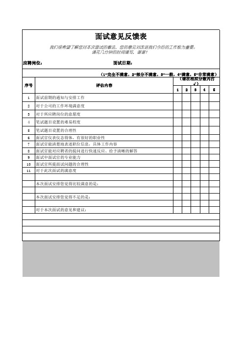 面试意见反馈表