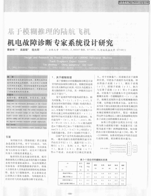 基于模糊推理的陆航飞机：机电故障诊断专家系统设计研究