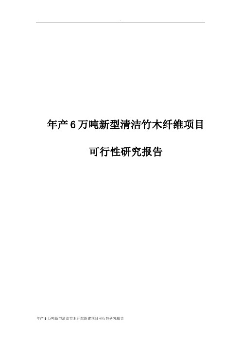 年产6万吨新型清洁竹木纤维新建项目可行性研究报告