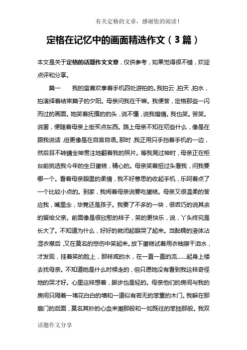 定格在记忆中的画面精选作文(3篇)