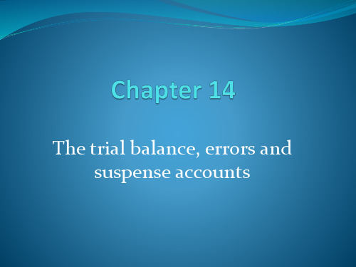 F3_Chapter 14_The trial balance, errors and suspense accounts