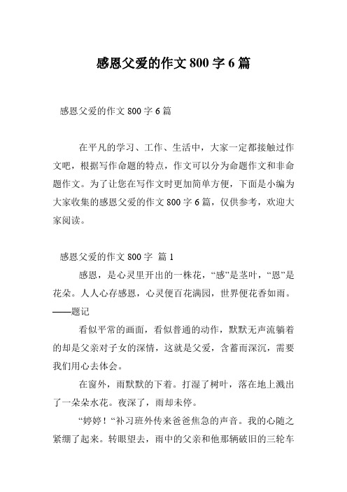 感恩父爱的作文800字6篇