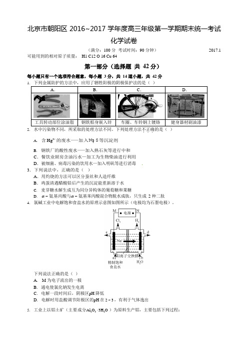 北京市朝阳区2016~2017高三期末化学试卷