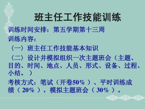 班主任工作技能训练