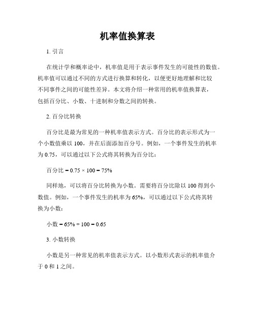 机率值换算表