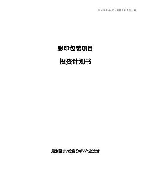 彩印包装项目投资计划书