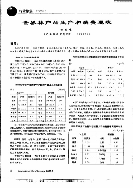世界林产品生产和消费现状