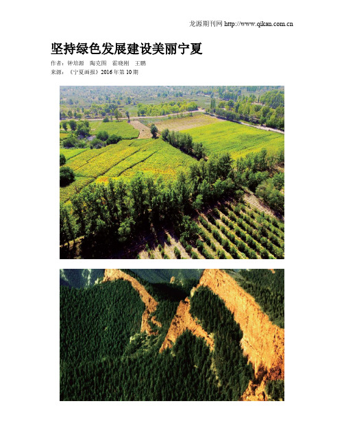 坚持绿色发展建设美丽宁夏