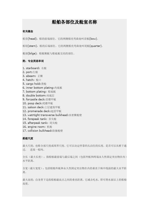 船舶各部位及舱室名称