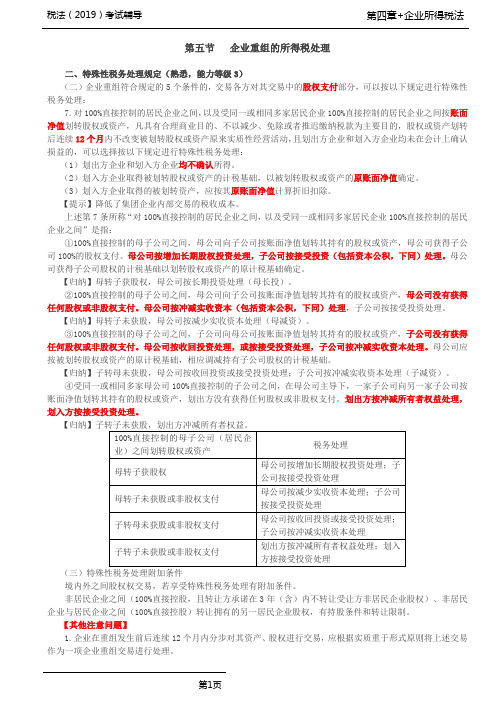 税法(2019)考试辅导第58讲_企业重组的所得税处理(2)、税收优惠(1)