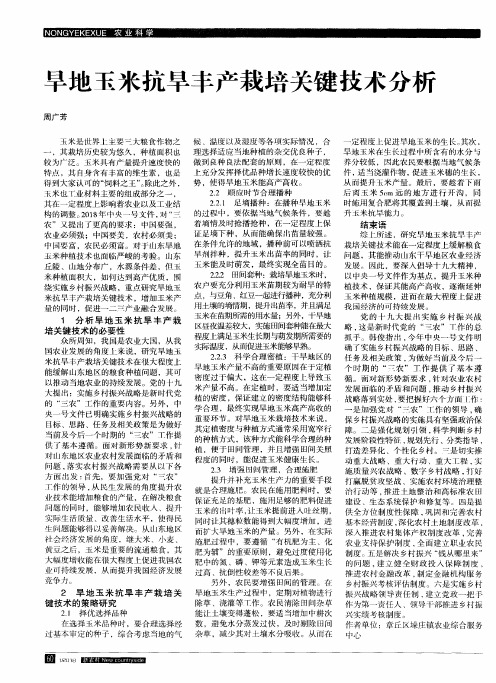 旱地玉米抗旱丰产栽培关键技术分析
