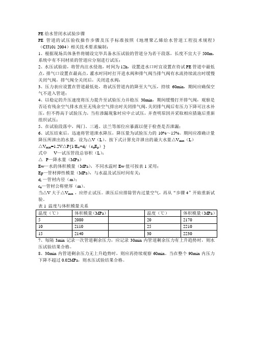 pe给水管闭水试验步骤