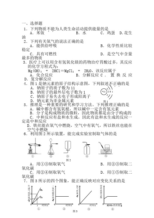 2020学年中考化学预测试题及答案