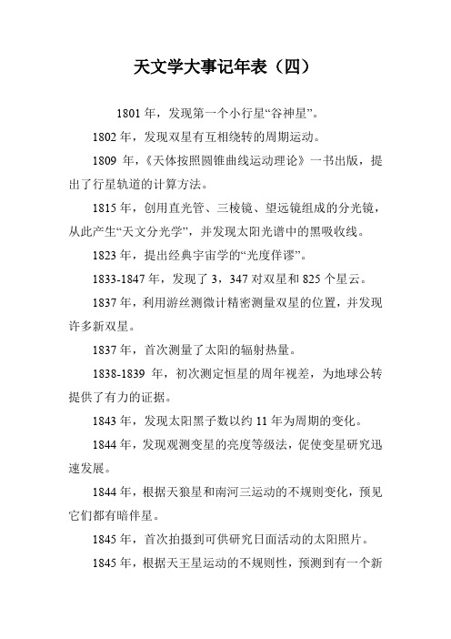 天文学大事记年表(四)