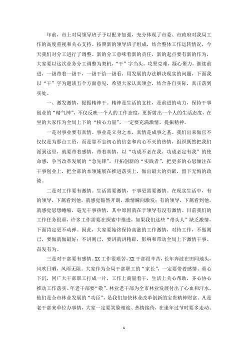 精选关于班子分工的讲话