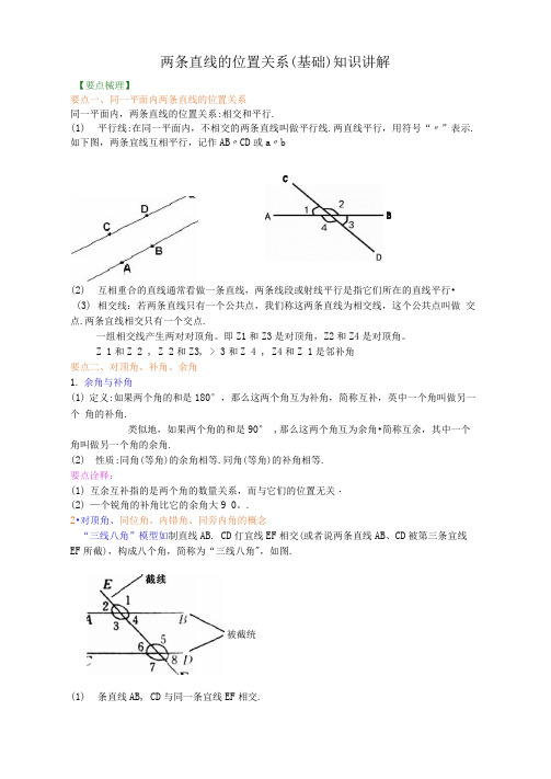 1.两条直线的位置关系(基础)知识讲解