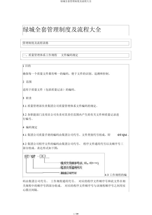 绿城全套管理制度及流程大全