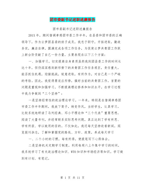 团市委副书记述职述廉报告