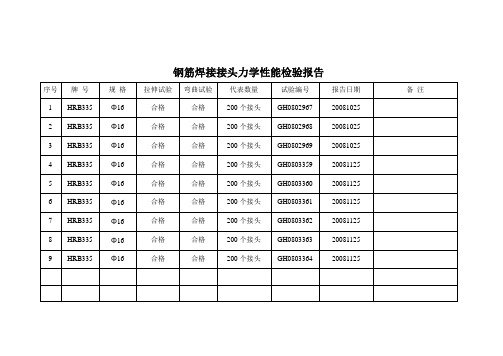 钢筋焊接接头力学性能检验报告