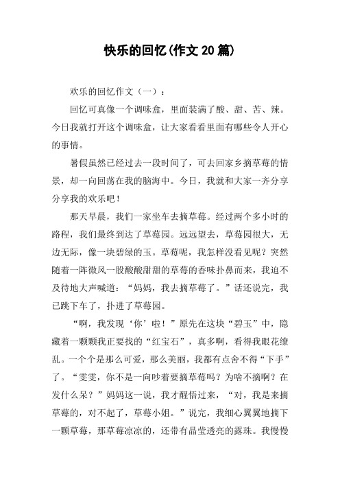 快乐的回忆(作文20篇)