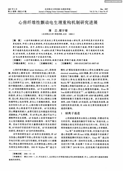 心房纤维性颤动电生理重构机制研究进展