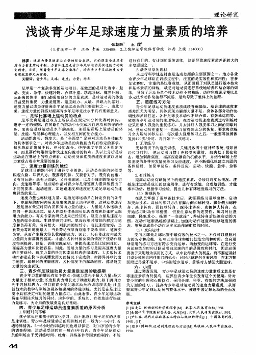浅谈青少年足球速度力量素质的培养