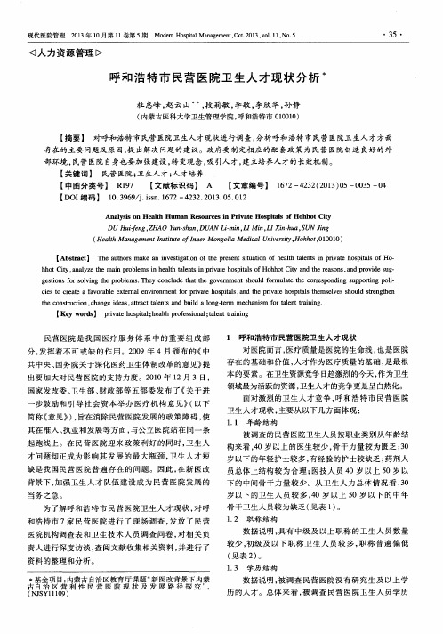 呼和浩特市民营医院卫生人才现状分析