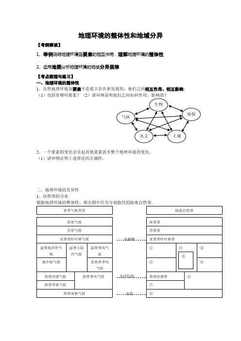 地理环境的体性和地域分异