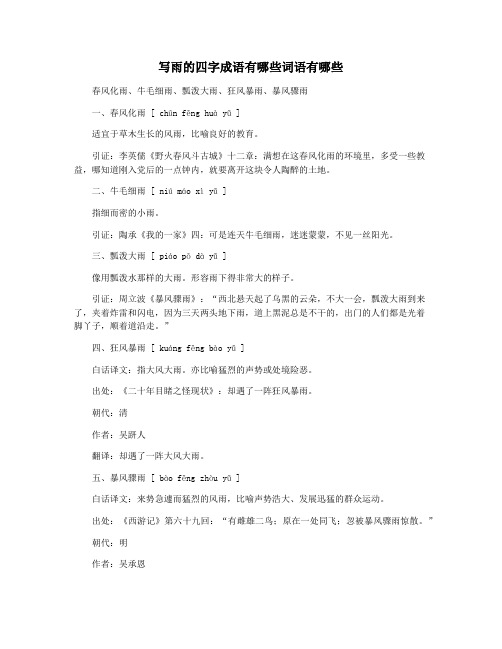 写雨的四字成语有哪些词语有哪些