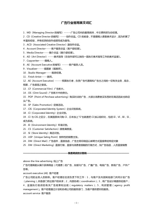 广告行业常用英文词汇