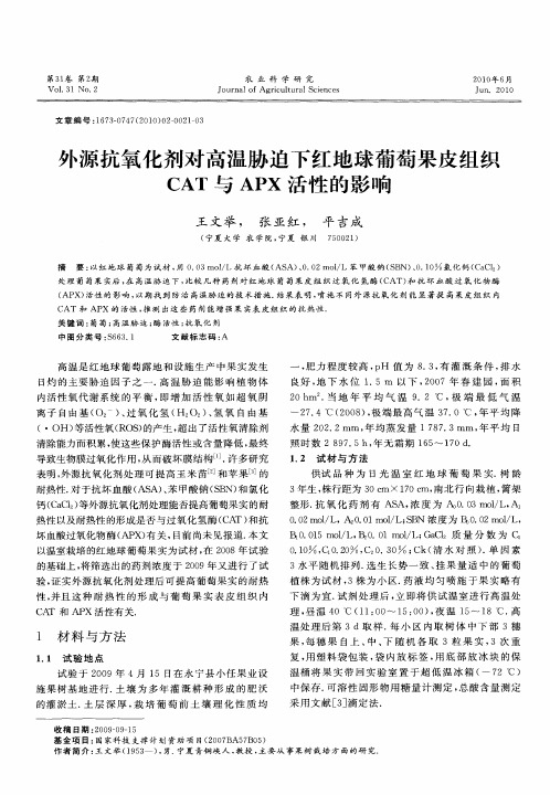 外源抗氧化剂对高温胁迫下红地球葡萄果皮组织CAT与APX活性的影响