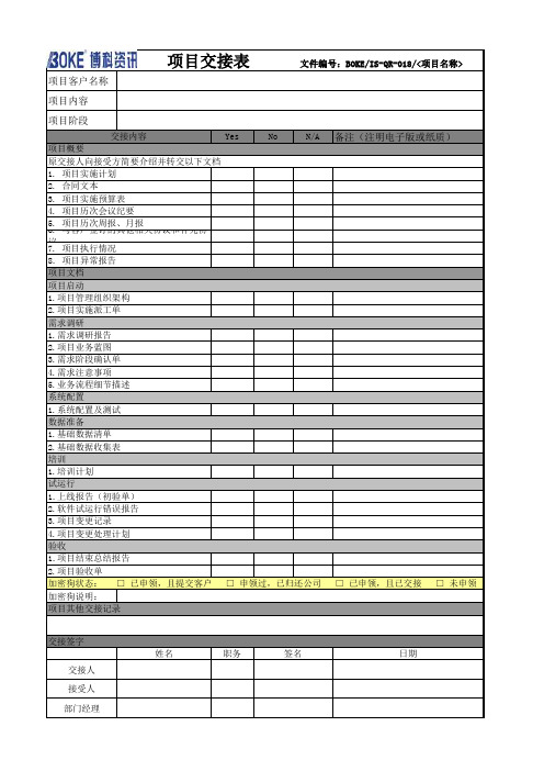 【模板】项目交接表