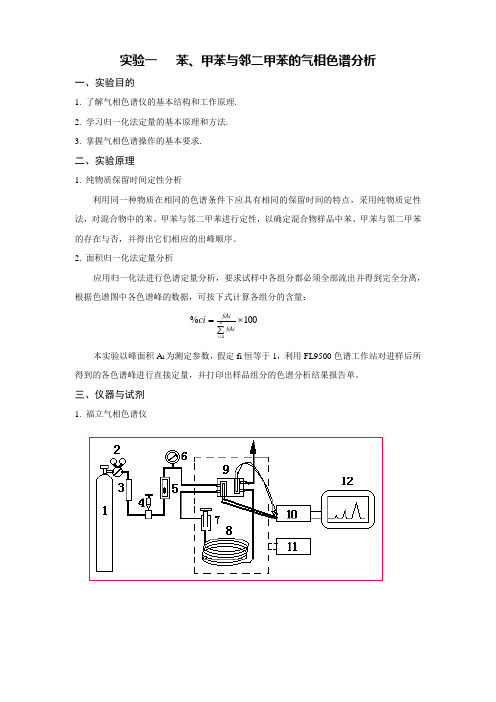 实验一 苯,甲苯与邻二甲苯的气相色谱分析
