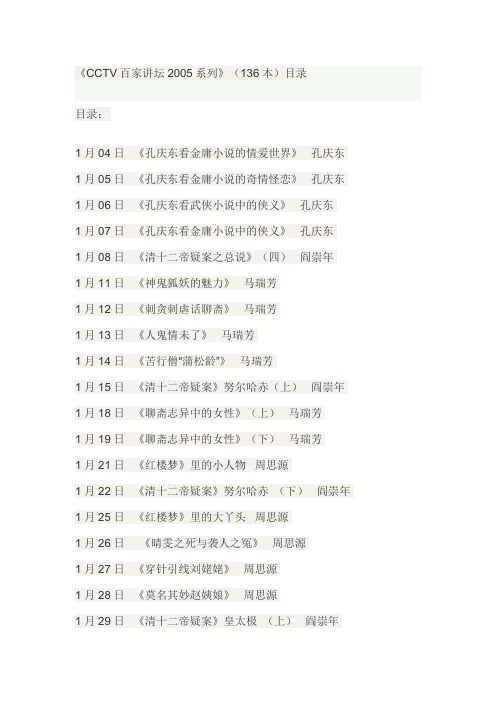 《CCTV百家讲坛2005系列》(136本)目录