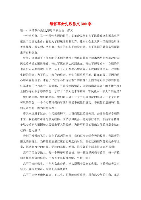缅怀革命先烈作文300字