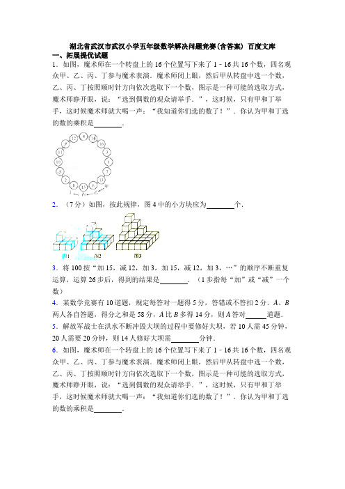 湖北省武汉市武汉小学五年级数学解决问题竞赛(含答案) 百度文库