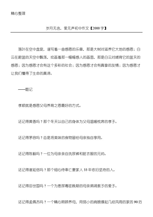 岁月无言,爱无声 初中作文【2000字】