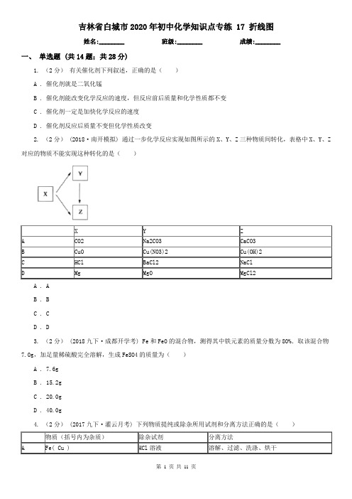 吉林省白城市2020年初中化学知识点专练 17 折线图