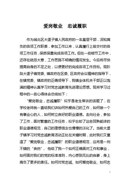 爱岗敬业  忠诚履职