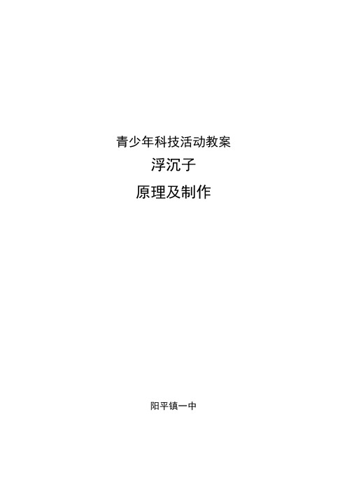 青少年科技活动教案 浮沉子制作