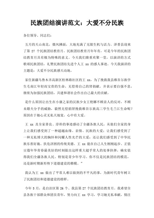 民族团结演讲大爱不分民族三篇