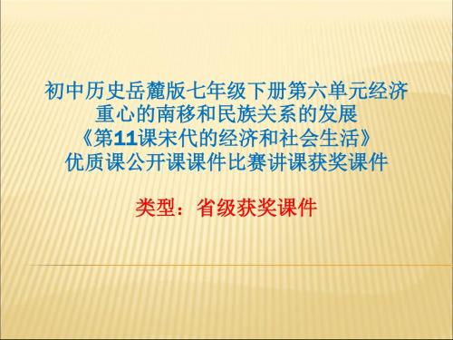 初中历史岳麓版七年级下册第六单元《第11课宋代的经济和社会生活》优质课公开课课件比赛讲课获奖课件N009