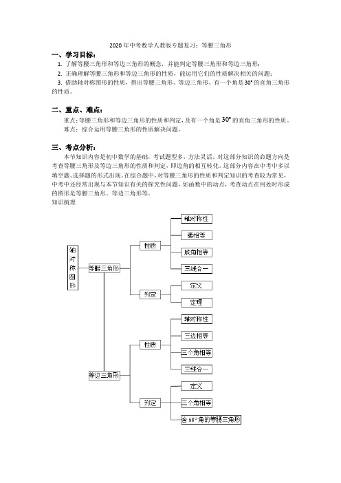 2020年中考数学人教版专题复习：等腰三角形